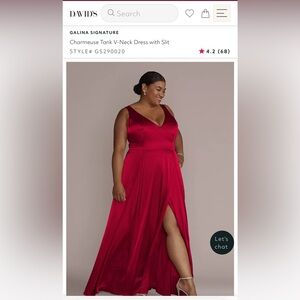 David’s Bridal Galina Signature Charmeuse Tank V-Neck Dress with Slit
